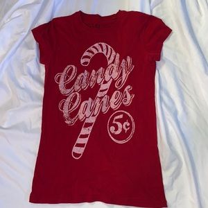 Girls Christmas candy cane t shirt